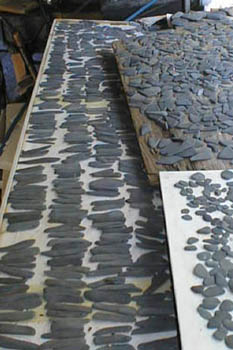 Sorted stones in the workshop