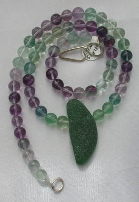 Florite and seaglass necklace