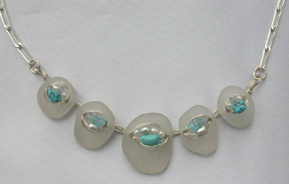 Woven seaglass necklace